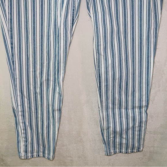 American Eagle Blue and White Striped High Mom Jeans - Picture 4 of 7